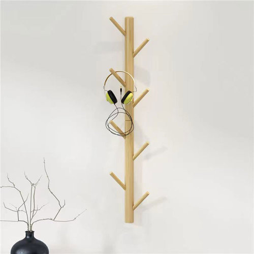 Ebern Designs Maklynn Solid Wood Wall Mounted 8 Hook Coat Rack Wayfair
